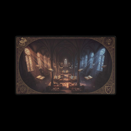 The Medieval Study — Gothic Cathedral Library TCG Playmat