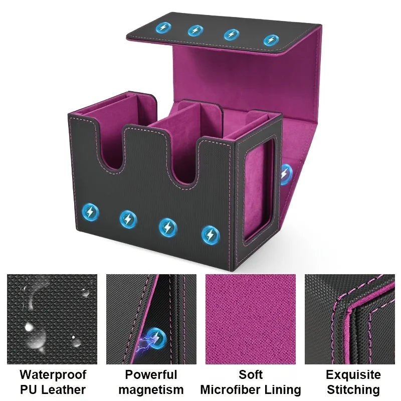 Luxury Leather Deck Box -- Waterproof Double Deck Storage for 200+ Cards