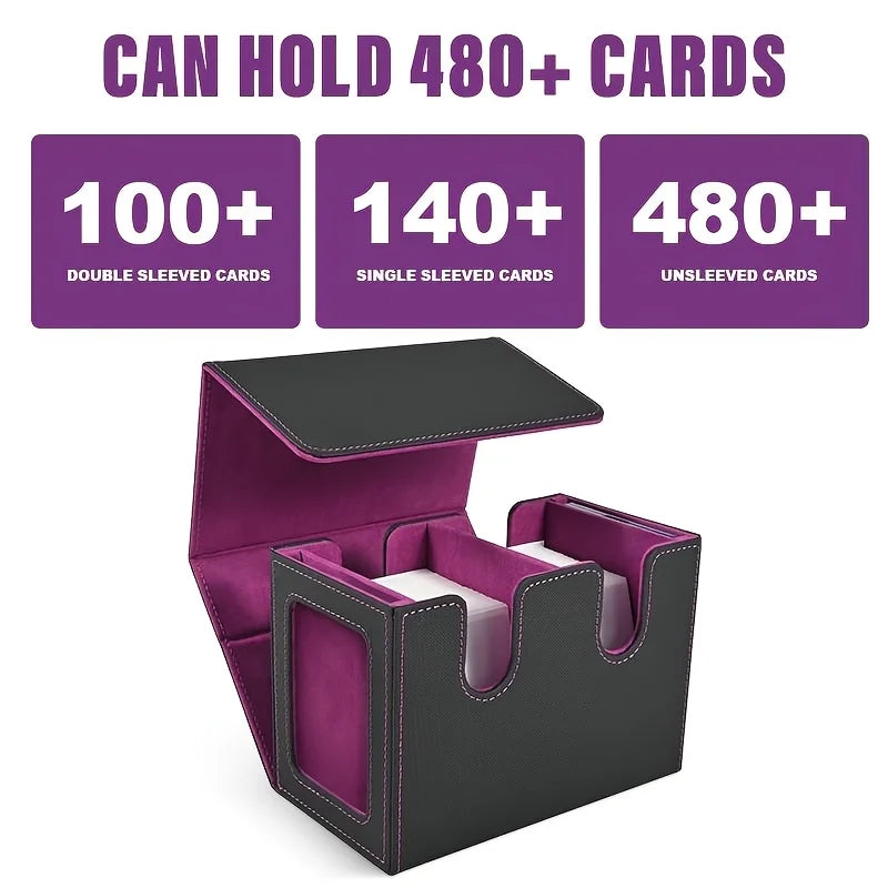 Luxury Leather Deck Box -- Waterproof Double Deck Storage for 200+ Cards
