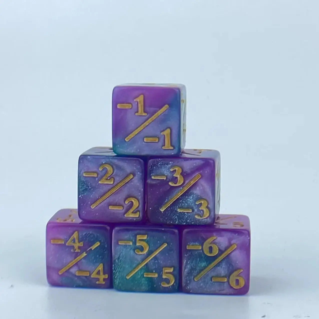 6pc Glitter Dice Set -- Life Counters for MTG and DnD