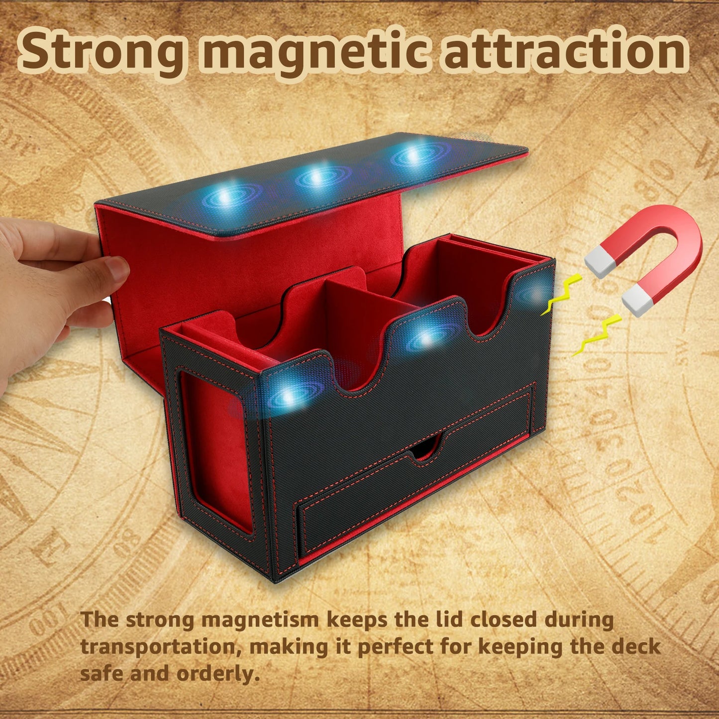Large Capacity Deck Box with Dice Tray -- Holds 310+ Cards
