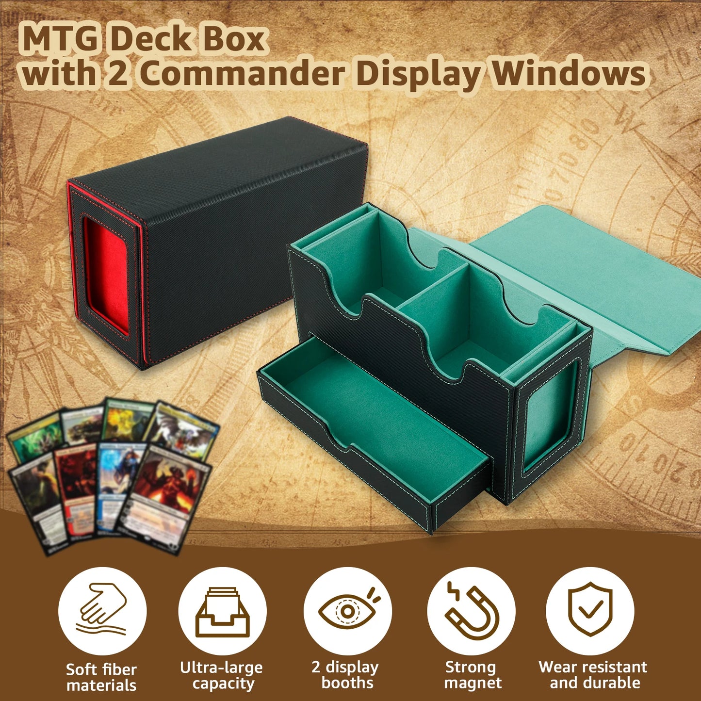 Large Capacity Deck Box with Dice Tray -- Holds 310+ Cards