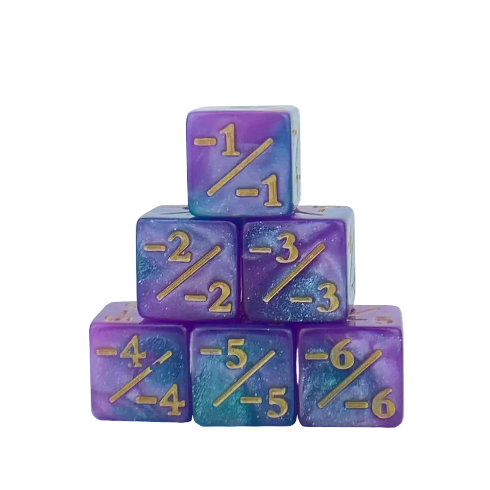 6pc Glitter Dice Set -- Life Counters for MTG and DnD