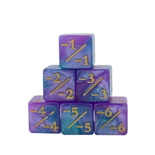 6pc Glitter Dice Set -- Life Counters for MTG and DnD