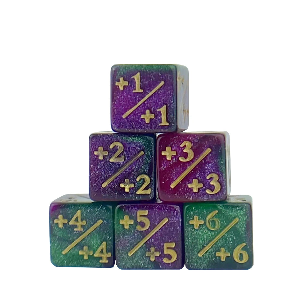 6pc Glitter Dice Set -- Life Counters for MTG and DnD