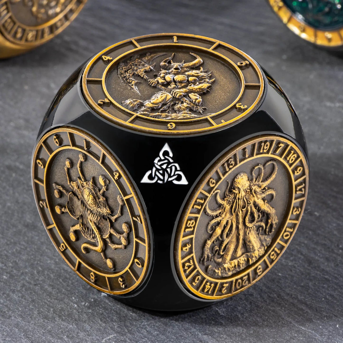 7-in-1 Dragon Dice Spinner -- 3D Relief Metal D6 for DnD