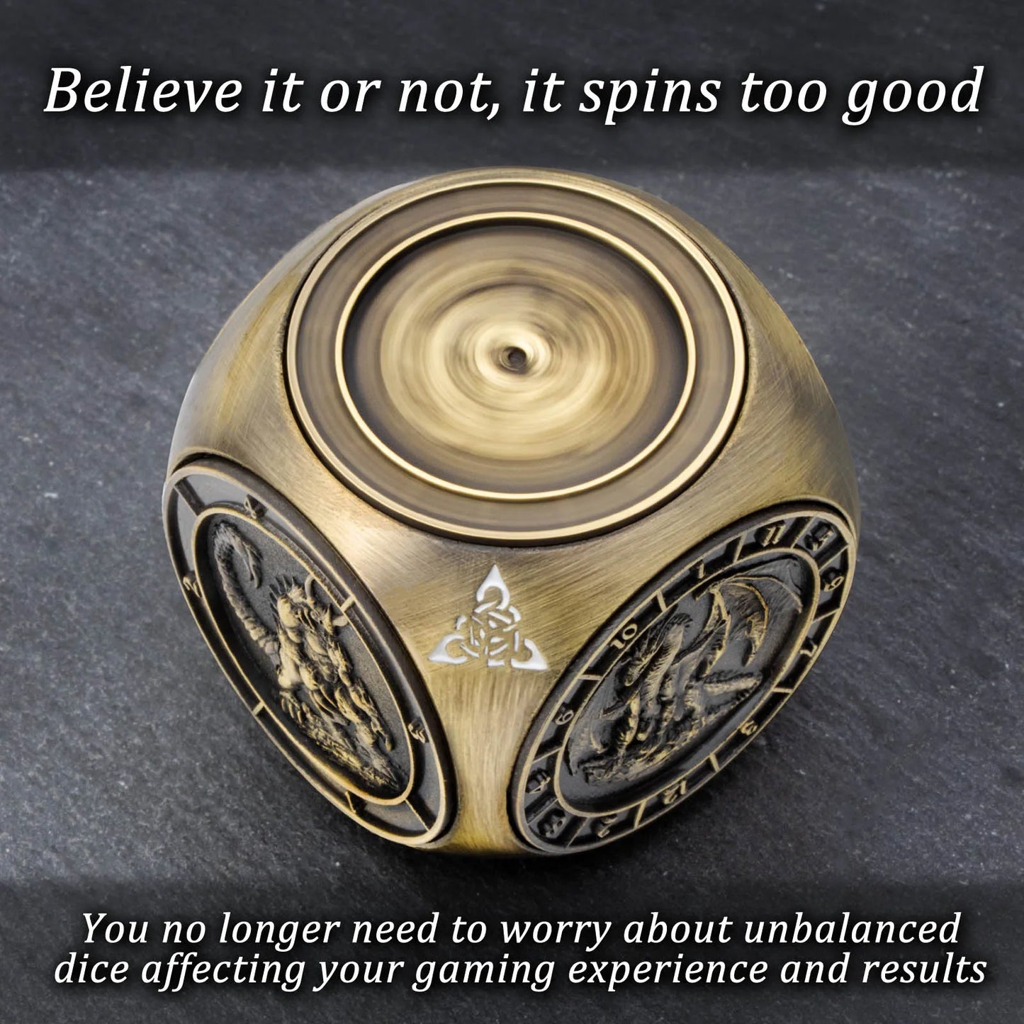7-in-1 Dragon Dice Spinner -- 3D Relief Metal D6 for DnD