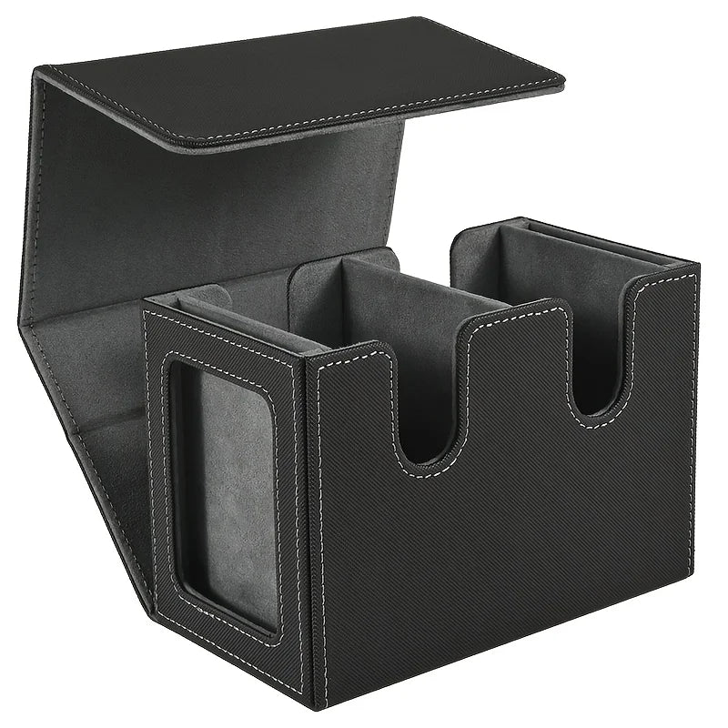 Luxury Leather Deck Box -- Waterproof Double Deck Storage for 200+ Cards