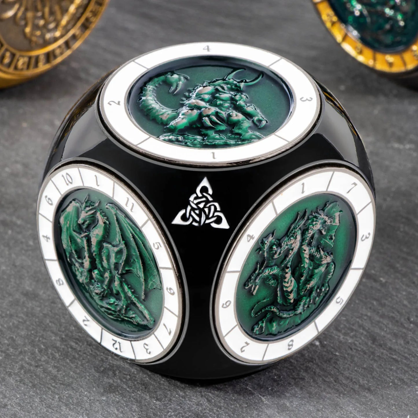 7-in-1 Dragon Dice Spinner -- 3D Relief Metal D6 for DnD