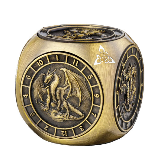 7-in-1 Dragon Dice Spinner -- 3D Relief Metal D6 for DnD