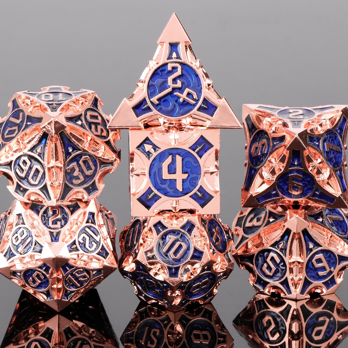 7pc Metal Polyhedral Dice Set -- DnD and RPG Dice in Green