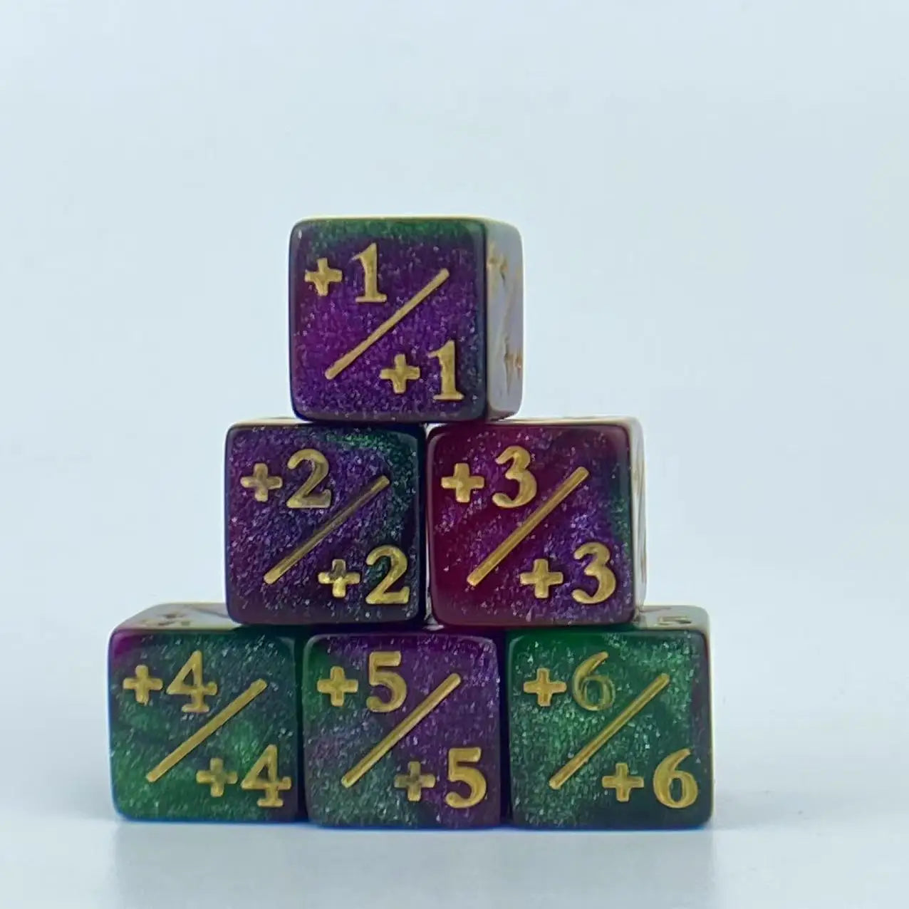 6pc Glitter Dice Set -- Life Counters for MTG and DnD