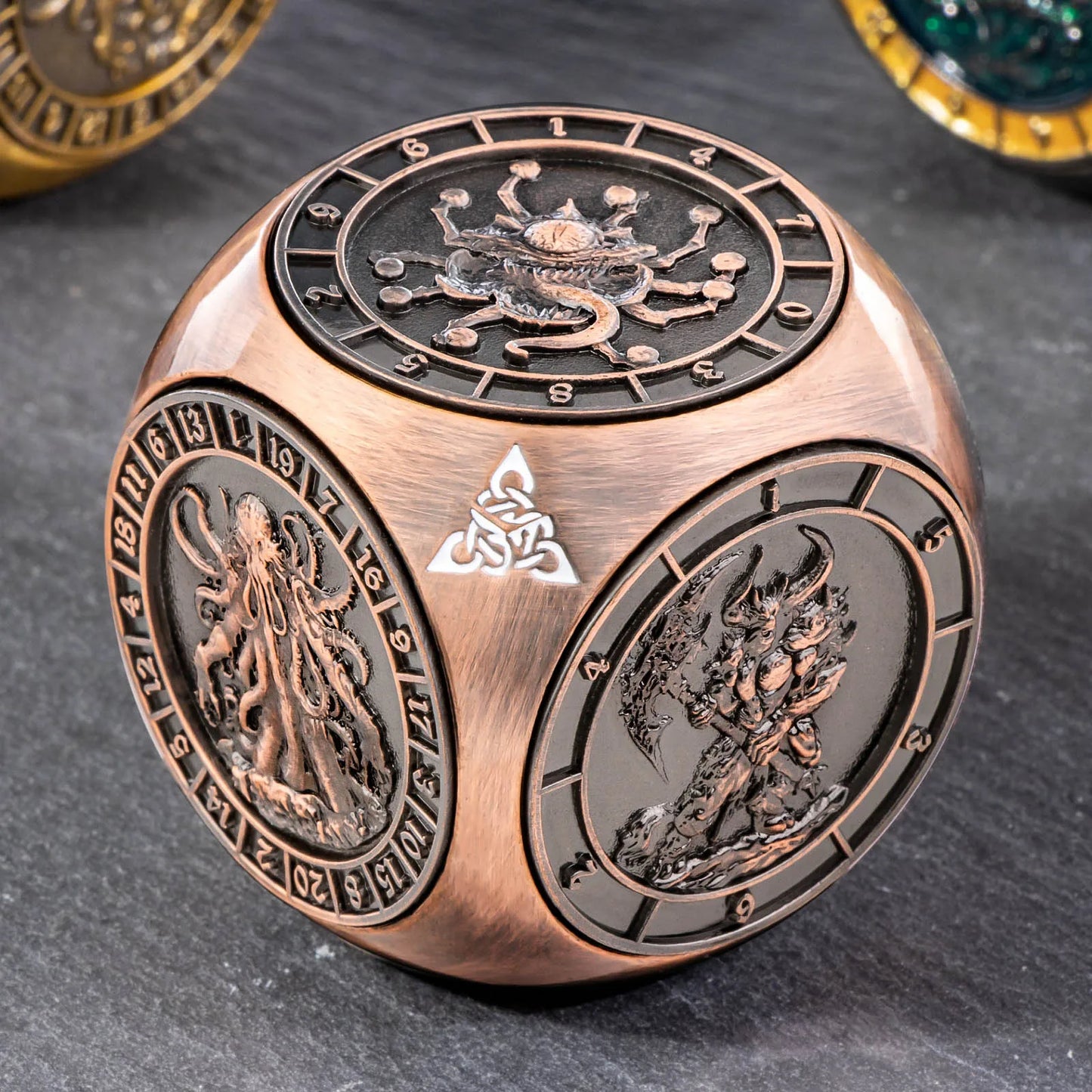7-in-1 Dragon Dice Spinner -- 3D Relief Metal D6 for DnD
