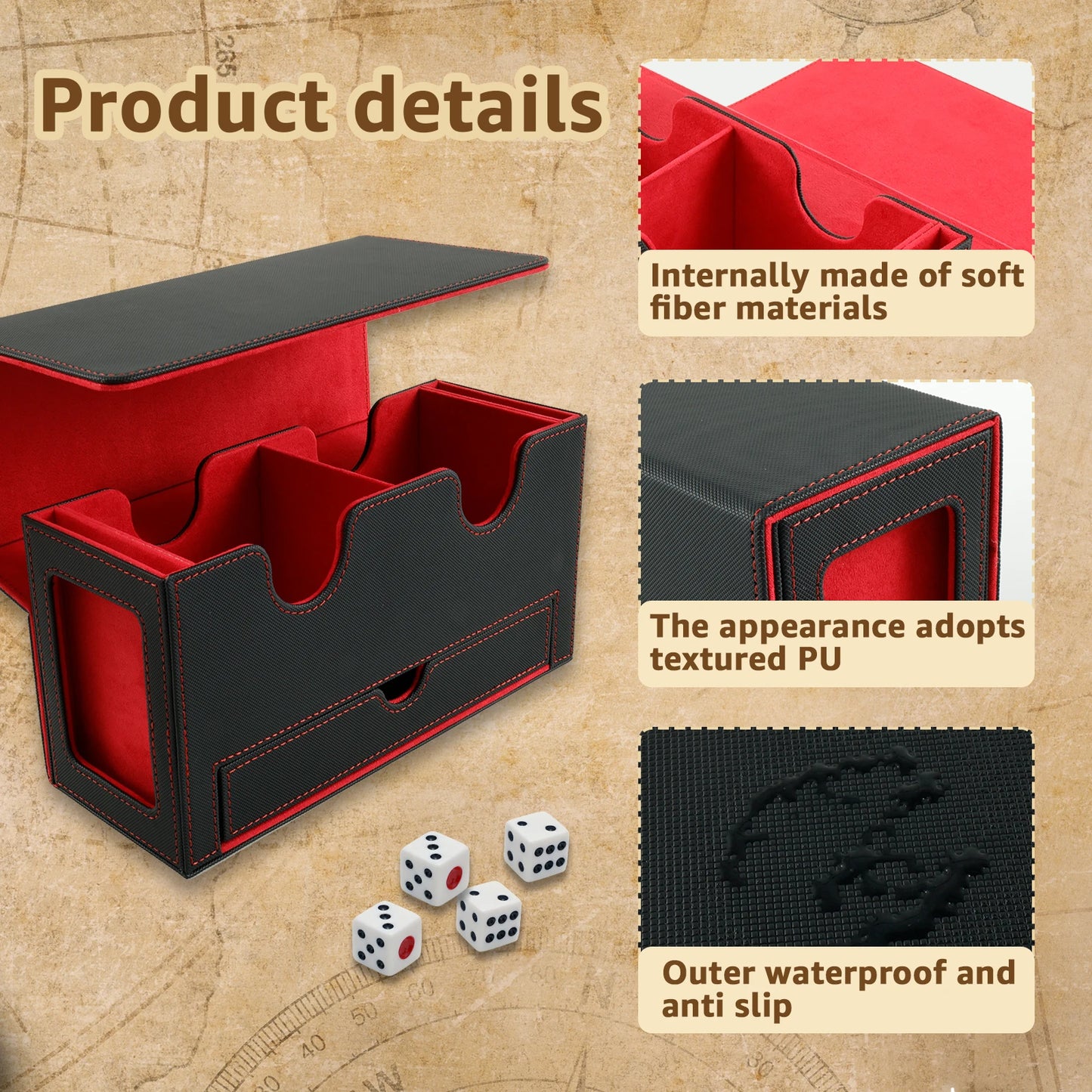 Large Capacity Deck Box with Dice Tray -- Holds 310+ Cards