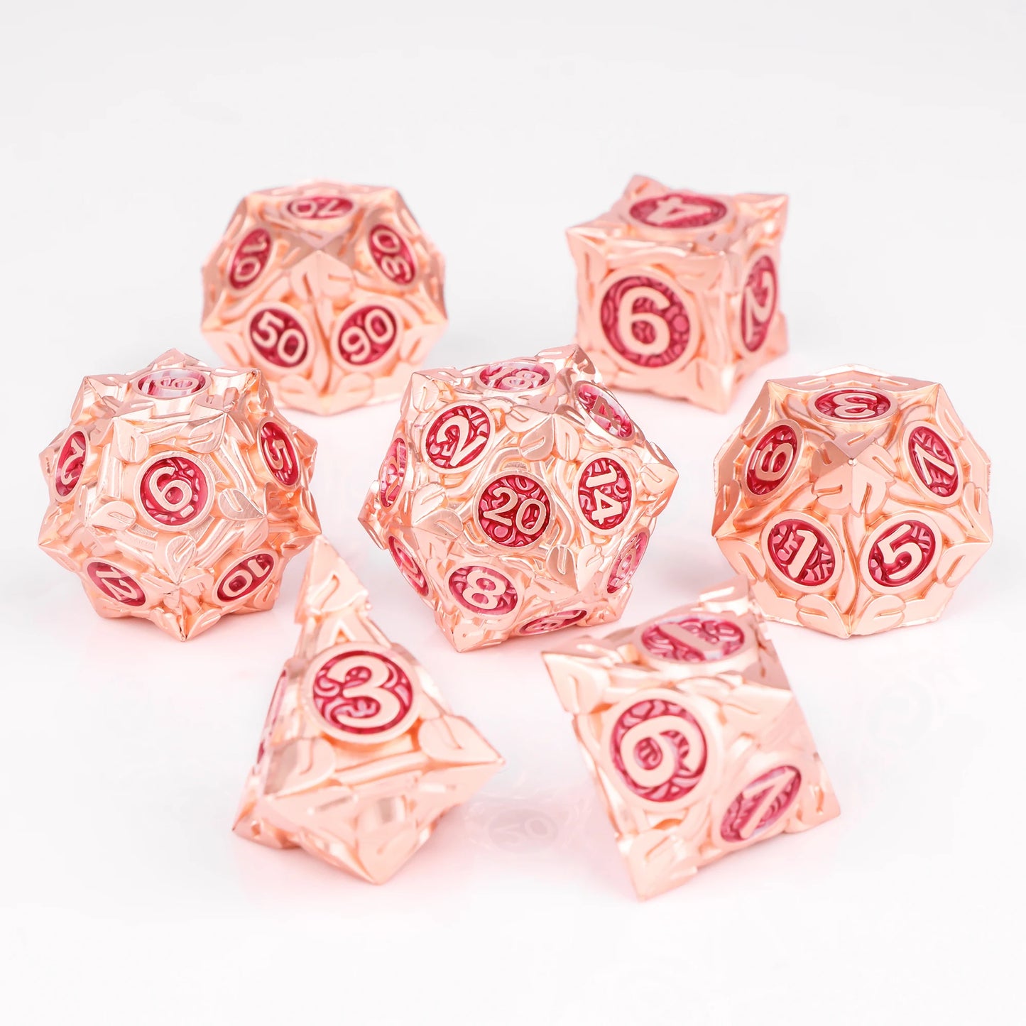7pc Metal Polyhedral Dice Set -- DnD and RPG Dice in Green