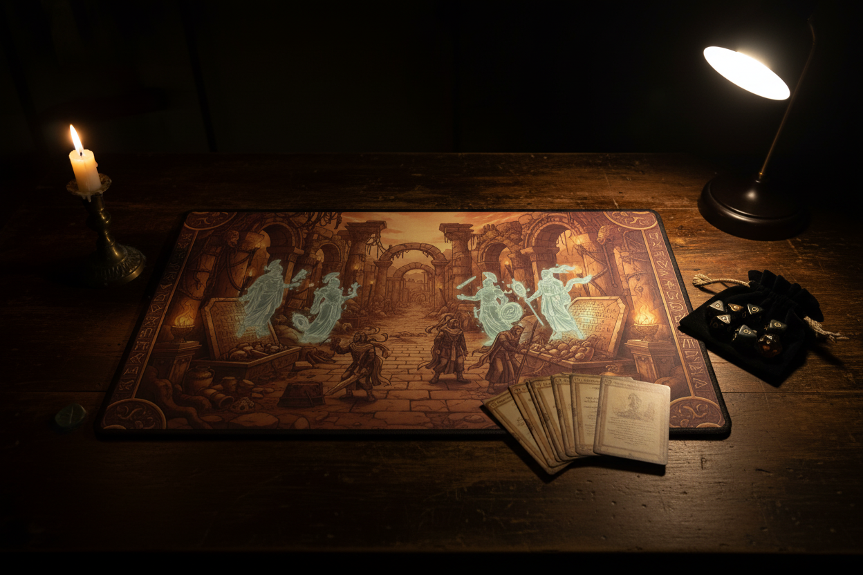 The Fantasy Ruins — Haunted Arcane Market TCG Playmat