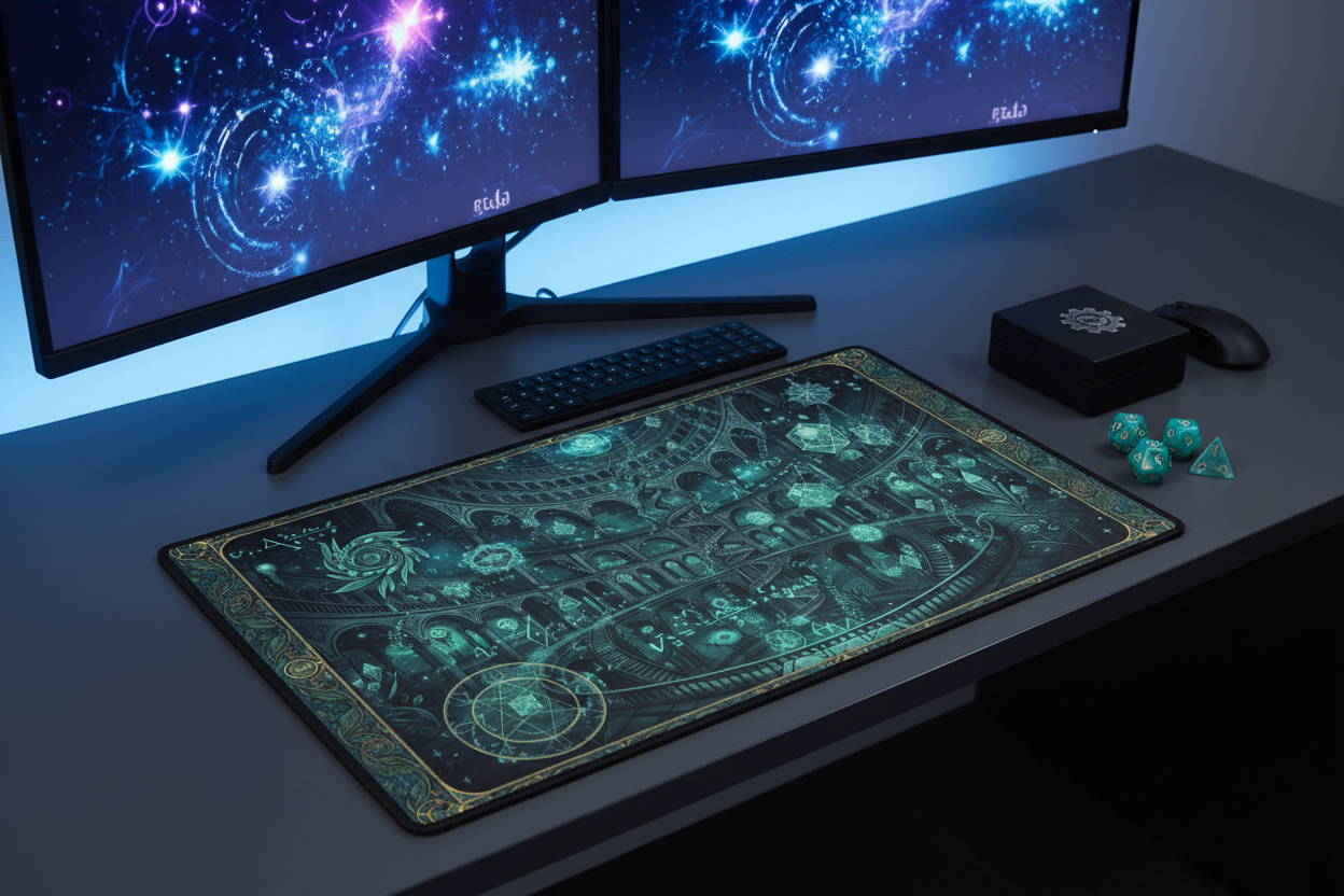 The Mystic Celestial Library — Astro Fantasy TCG Playmat