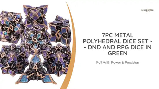 7pc Metal Polyhedral Dice Set -- DnD and RPG Dice in Green by@Outfy