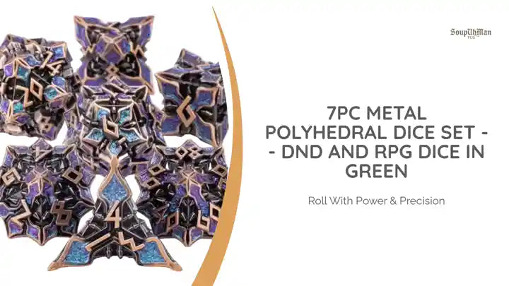 7pc Metal Polyhedral Dice Set -- DnD and RPG Dice in Green by@Outfy
