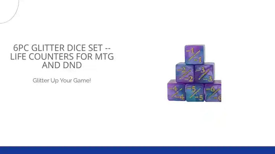 6pc Glitter Dice Set -- Life Counters for MTG and DnD by@Outfy