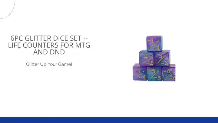 6pc Glitter Dice Set -- Life Counters for MTG and DnD by@Outfy